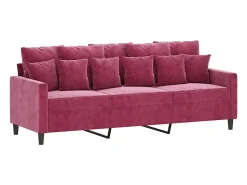 Sofá de 3 lugares veludo 180 cm vermelho tinto PT750576