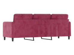 Sofá de 3 lugares veludo 180 cm vermelho tinto PT346997