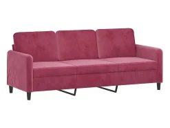 Sofá de 3 lugares veludo 180 cm vermelho tinto PT346997