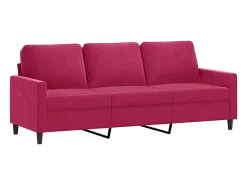 Sofá de 3 lugares veludo 180 cm vermelho tinto