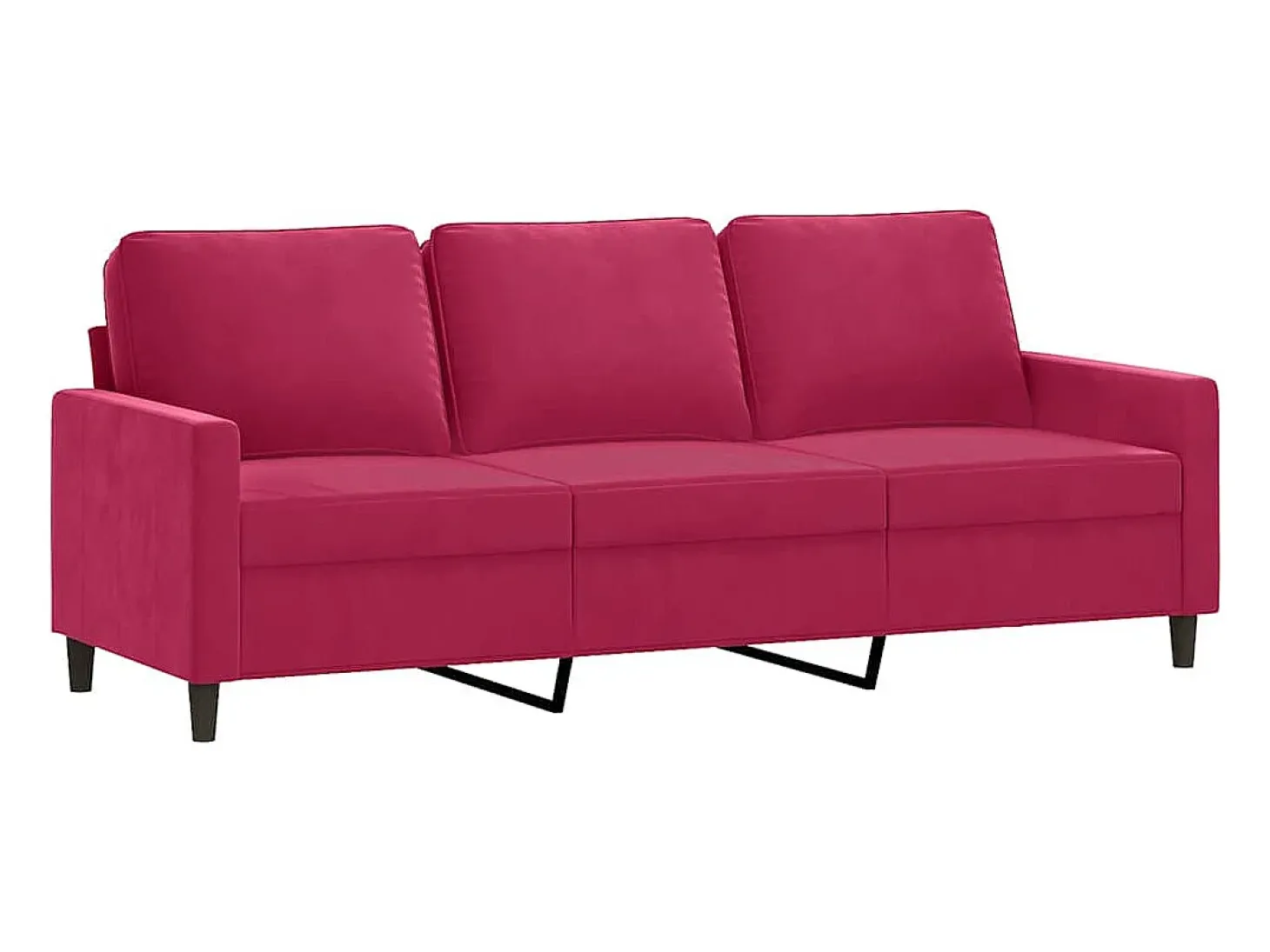 Sofá de 3 lugares veludo 180 cm vermelho tinto