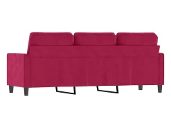 Sofá de 3 lugares veludo 180 cm vermelho tinto