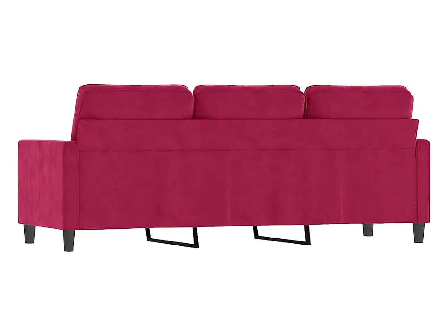 Sofá de 3 lugares veludo 180 cm vermelho tinto