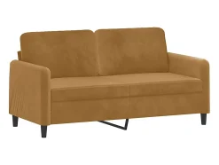 Sofá de 2 lugares veludo 140 cm castanho