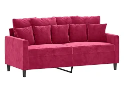 Sofá de 2 lugares veludo 140 cm vermelho tinto