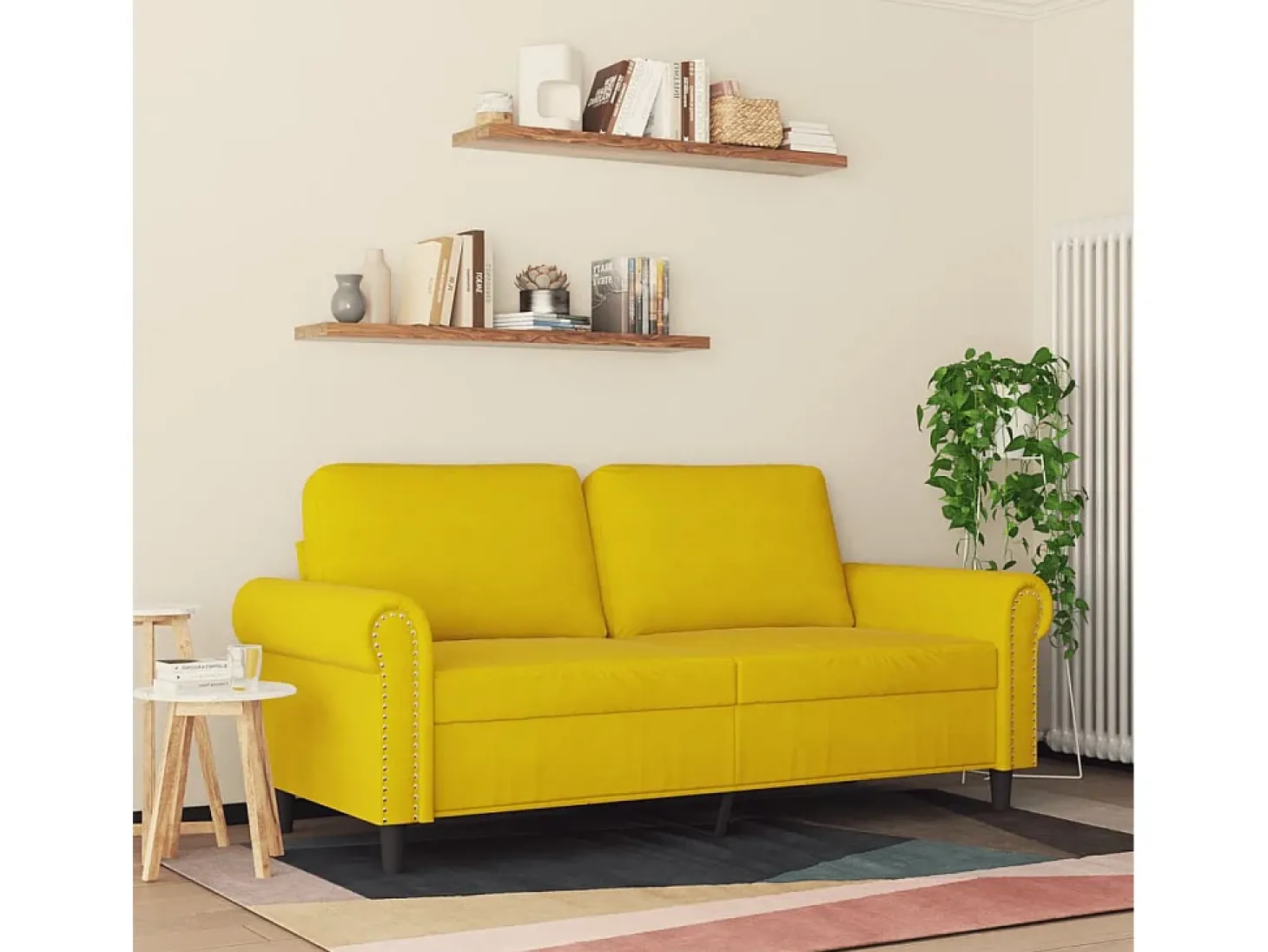 Sofá de 2 lugares veludo 140 cm amarelo PT872851