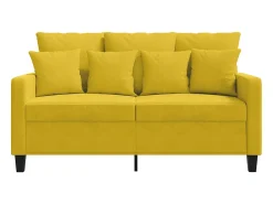 Sofá de 2 lugares veludo 120 cm amarelo