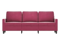 Sofá de 3 lugares veludo 180 cm vermelho tinto PT505673