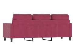 Sofá de 3 lugares veludo 180 cm vermelho tinto PT505673