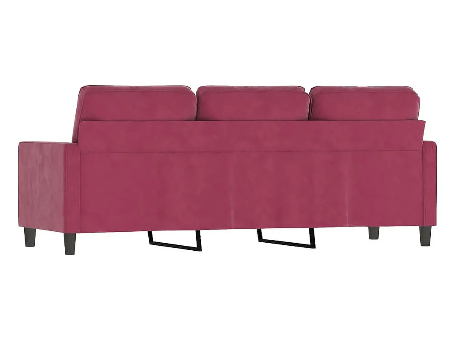 Sofá de 3 lugares veludo 180 cm vermelho tinto PT505673