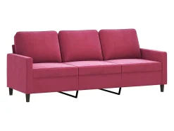 Sofá de 3 lugares veludo 180 cm vermelho tinto PT505673