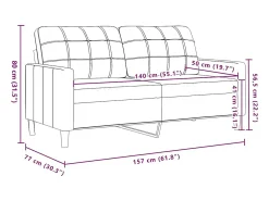 Sofá de 2 lugares veludo 140 cm castanho