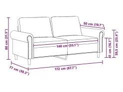 Sofá de 2 lugares veludo 140 cm cor creme