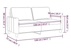 Sofá de 2 lugares veludo 120 cm castanho