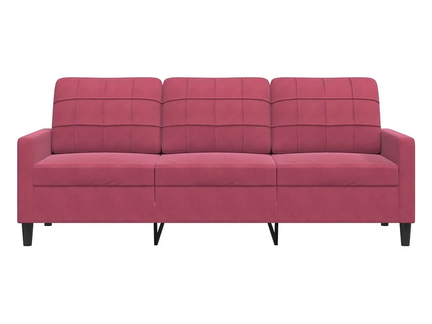 Sofá de 3 lugares veludo 180 cm vermelho tinto PT656605