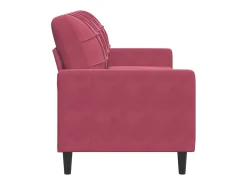 Sofá de 3 lugares veludo 180 cm vermelho tinto PT656605