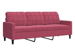 Sofá de 3 lugares veludo 180 cm vermelho tinto PT656605