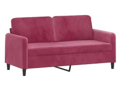 Sofá de 2 lugares veludo 140 cm vermelho tinto PT639592