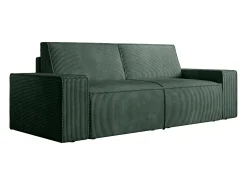 Sofá de 3 lugares veludo canelado verde design AMELIA