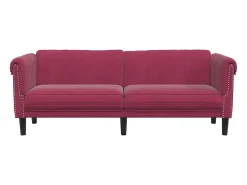 Sofá de 3 lugares veludo vermelho tinto PT734289
