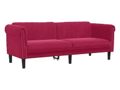 Sofá de 3 lugares veludo vermelho tinto