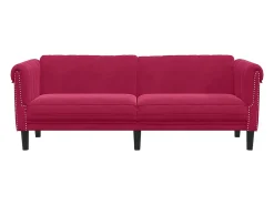Sofá de 3 lugares veludo vermelho tinto