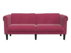 Sofá de 2 lugares veludo vermelho tinto PT466644