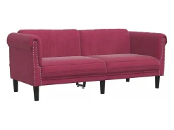 Sofá de 2 lugares veludo vermelho tinto PT466644