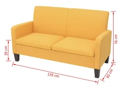 Sofá de 2 lugares 135x65x76 cm amarelo PT222993