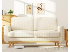 Sofá de 2 -Setente, sofá de madeira maciça, com assento profundo extra, assento com encosto acolchoado - 172x76x88cm