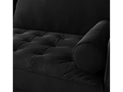 Sofá de 2 -Setter - com 2 almofadas - em veludo - pés de madeira - para quarto, sala de estar - 142x76x69cm - preto