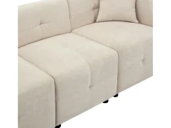 Sofá de canto 3 lugares - com armazenamento - puff removível - 2 almofadas - bege