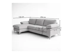 Sofá de canto 4-5 lugares com chaise longue esquerda em veludo cotelê cinza antracite GALWAY