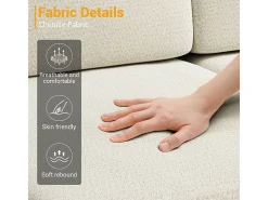 Sofá de Canto 3 Lugares em Chenille - com Ottomana - Carga Máx. 650kg - 244x146x83cm - Bege