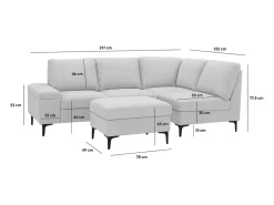 Sofá de canto 4/5 lugares em chenille cinza antracite com pufe KONEKT 3 lugares - Confortável, modular e elegante