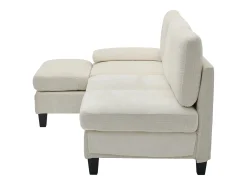 Sofá de canto 3 lugares em forma de L - 194x118x81 cm - Modular - Almofadas macias - Linho - Bege