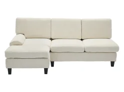 Sofá de canto 3 lugares em forma de L - 194x118x81 cm - Modular - Almofadas macias - Linho - Bege