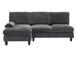 Sofá de canto 3 lugares em forma de L - 194x118x81 cm - Modular - Almofadas macias - Linho - Cinza
