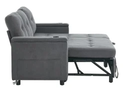 Sofá de canto 3 lugares 208x146x89,5 cm - Dobrável - com iluminação LED - com porta-copos e saco de armazenamento - Cinza