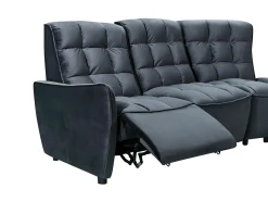 Sofá de canto articulado modular em veludo antracite ALFORD