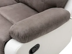 Sofá de canto articulado manual cinza e branco em microfibra e pele sintética TOLZANO
