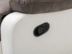 Sofá de canto articulado manual cinza e branco em microfibra e pele sintética TOLZANO