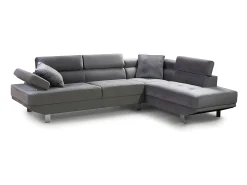 Sofá de Canto Chaise Longue Executive 262cm Preto, Chaise Esquerda