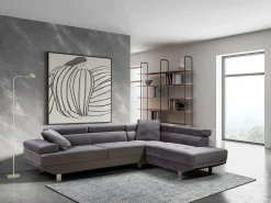 Sofá de Canto Chaise Longue Executive 262cm Cinza, Chaise Direita