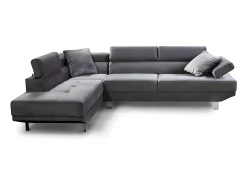 Sofá de Canto Chaise Longue Executive 262cm Cinza, Chaise Direita