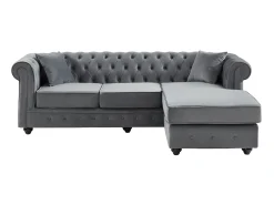 Sofá de canto chesterfield veludo Estilo Charme -TOLEDO