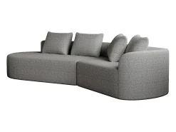 Sofá de canto cinza claro - sofá de 4 lugares com 4 almofadas decorativas e encosto - chenille