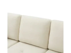 Sofá de canto com chaise longue - 3 lugares - tecido de algodão e linho - Bege claro
