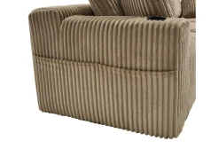 Sofá de canto com suporte para copos - Sofá de 3 lugares com cinco almofadas e bolsos laterais - bombazine caqui