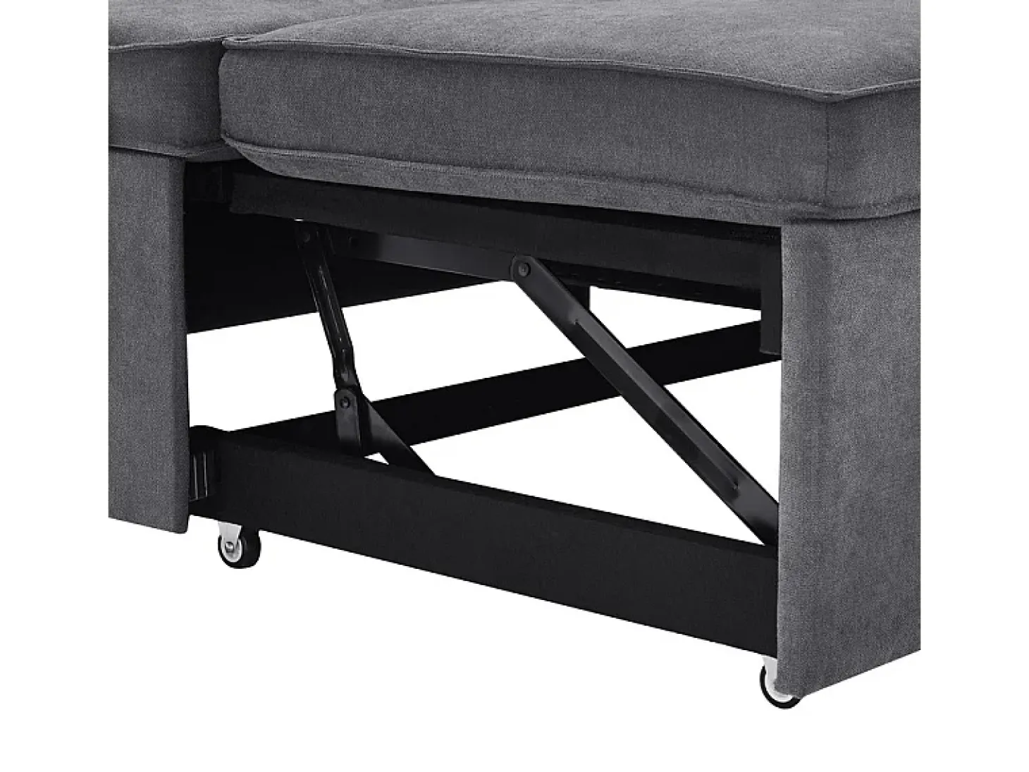 Sofá de canto conversível com 2 baús, almofada e porta-copos - Algodão e linho - 270×130×86 cm - Cinza